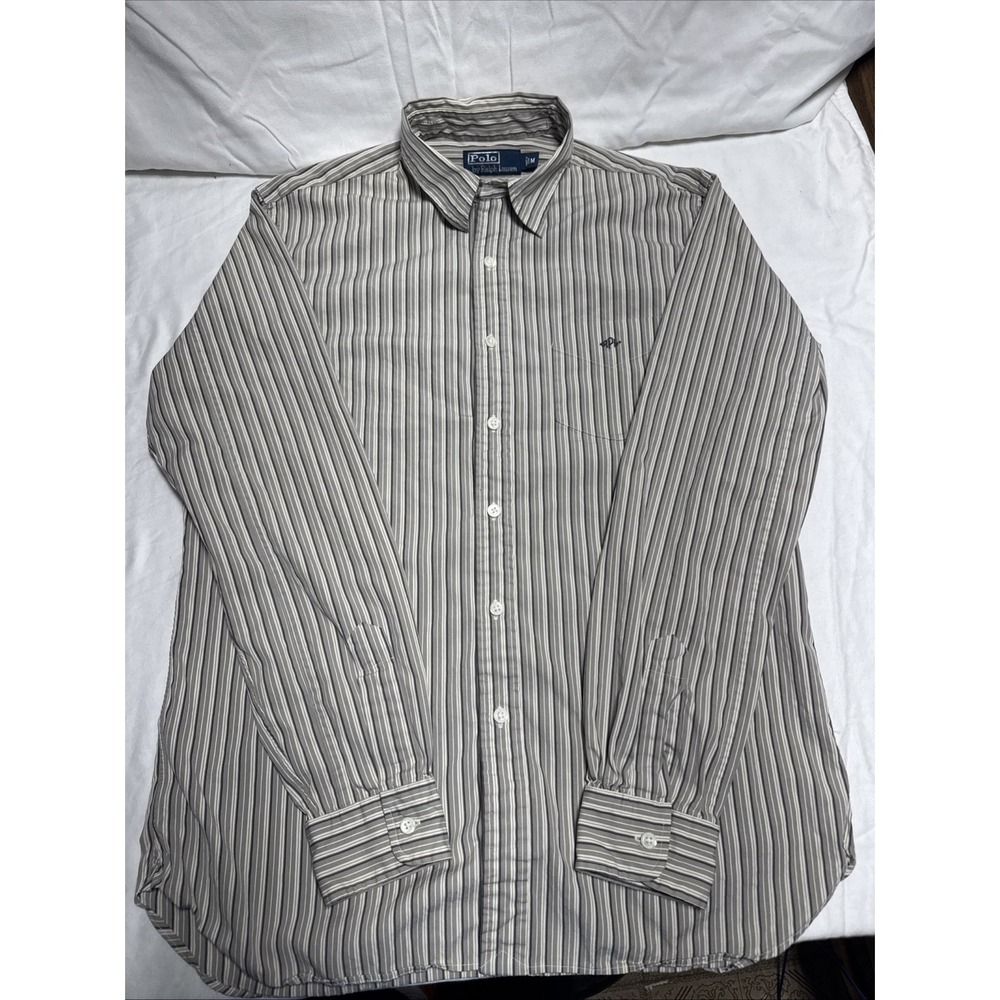 Ralph Lauren Polo Blue Long Sleeve Striped Button Down Shirt Mens M